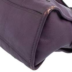 Pre Owned Coach Metallic Plum Leather Rhyder Satchel