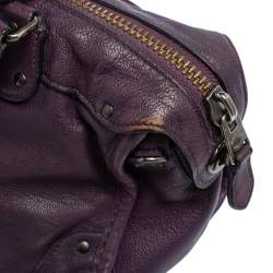 Pre Owned Coach Metallic Plum Leather Rhyder Satchel