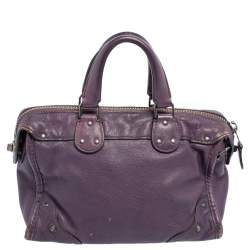 Pre Owned Coach Metallic Plum Leather Rhyder Satchel