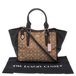 Pre Owned Coach Brown/Beige Signature Canvas and Leather Crosby Carryall Tote