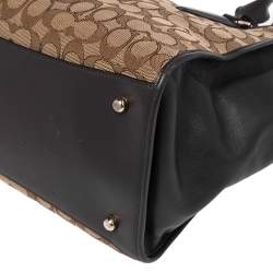 Pre Owned Coach Brown/Beige Signature Canvas and Leather Crosby Carryall Tote
