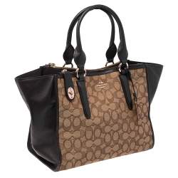 Pre Owned Coach Brown/Beige Signature Canvas and Leather Crosby Carryall Tote