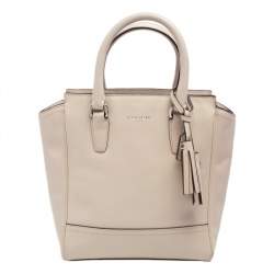 Pre Owned Coach Light Beige Leather Mini Tanner Tote