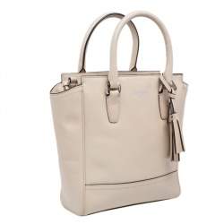 Pre Owned Coach Light Beige Leather Mini Tanner Tote