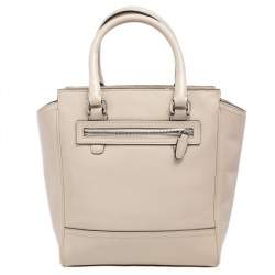 Pre Owned Coach Light Beige Leather Mini Tanner Tote