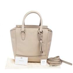 Pre Owned Coach Light Beige Leather Mini Tanner Tote