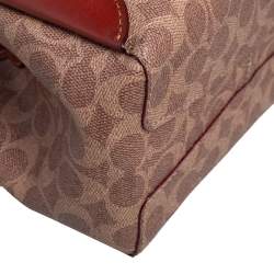 Pre Owned Coach Brown/Beige Signature Coated Canvas and Leather Hadley Hobo