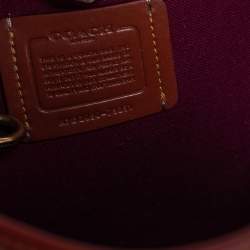 Pre Owned Coach Brown/Beige Signature Coated Canvas and Leather Hadley Hobo