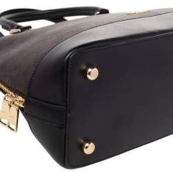 Pre Owned Coach Black/Brown Coated Canvas and Leather Sierra Satchel