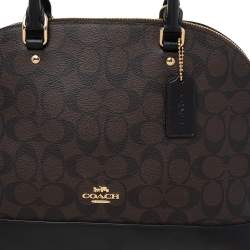 Pre Owned Coach Black/Brown Coated Canvas and Leather Sierra Satchel