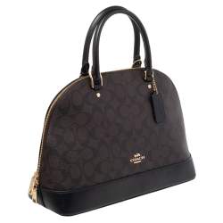 Pre Owned Coach Black/Brown Coated Canvas and Leather Sierra Satchel