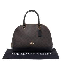 Pre Owned Coach Black/Brown Coated Canvas and Leather Sierra Satchel