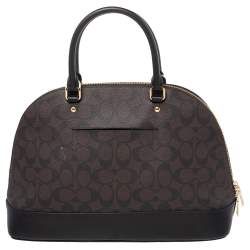 Pre Owned Coach Black/Brown Coated Canvas and Leather Sierra Satchel