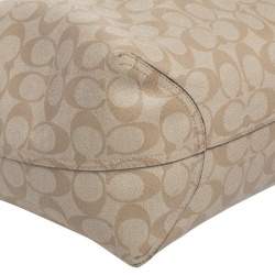 Pre Owned Coach Beige/Brown Signature Canvas and Leather City Tote