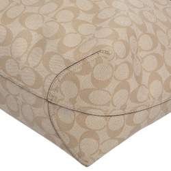 Pre Owned Coach Beige/Brown Signature Canvas and Leather City Tote