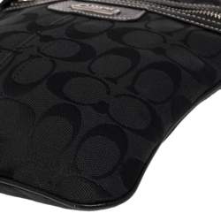 Coach Black Signature Canvas and Leather Penelope Swingpack Messenger Bag