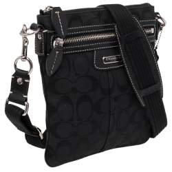 Coach Black Signature Canvas and Leather Penelope Swingpack Messenger Bag