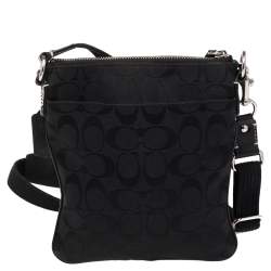 Coach Black Signature Canvas and Leather Penelope Swingpack Messenger Bag