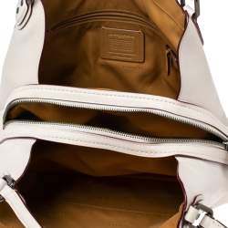 Pre Owned Coach Beige Signature Embossed Leather Edie 31 Shoulder Bag