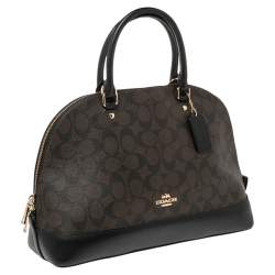 Pre Owned Coach Black/Brown Coated Canvas and Leather Sierra Satchel