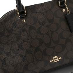 Pre Owned Coach Black/Brown Coated Canvas and Leather Sierra Satchel