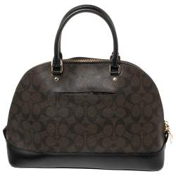 Pre Owned Coach Black/Brown Coated Canvas and Leather Sierra Satchel