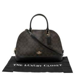 Pre Owned Coach Black/Brown Coated Canvas and Leather Sierra Satchel