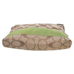 Coach Beige/Green Signature Canvas Stripe Messenger Bag