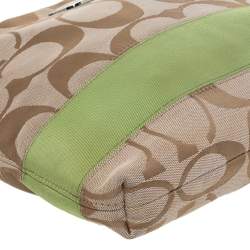Coach Beige/Green Signature Canvas Stripe Messenger Bag