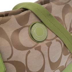 Coach Beige/Green Signature Canvas Stripe Messenger Bag