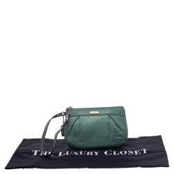 Pre Owned حقيبة كلتش كوتش جلد أخضر بحمالة معصم 