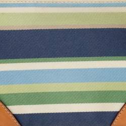 Coach Multicolor Canvas And Leather Stripe Wristlet