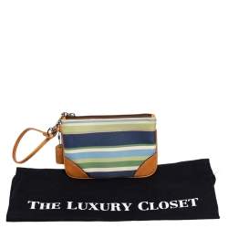 Coach Multicolor Canvas And Leather Stripe Wristlet