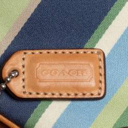 Coach Multicolor Canvas And Leather Stripe Wristlet