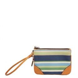Coach Multicolor Canvas And Leather Stripe Wristlet
