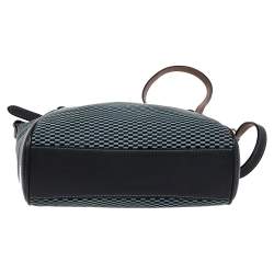 مملوكة مسبقًا Coach Navy Blue Woven Fabric and Leather Mini Kelsey Satchel