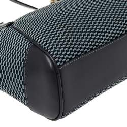 مملوكة مسبقًا Coach Navy Blue Woven Fabric and Leather Mini Kelsey Satchel