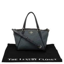 مملوكة مسبقًا Coach Navy Blue Woven Fabric and Leather Mini Kelsey Satchel