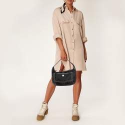 Coach Black Monogram Canvas And Leather Hobo