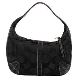 Coach Black Monogram Canvas And Leather Hobo