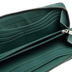 Pre Owned Coach Pale Green Leather Accordion Zip Around Wallet