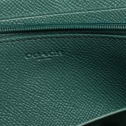 Pre Owned Coach Pale Green Leather Accordion Zip Around Wallet