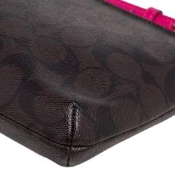 مملوكة مسبقًا Coach Brown/Pink Signature Coated Canvas and Leather Crossbody Bag