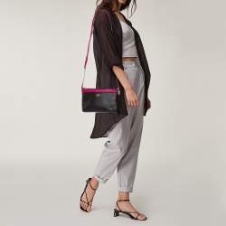 مملوكة مسبقًا Coach Brown/Pink Signature Coated Canvas and Leather Crossbody Bag