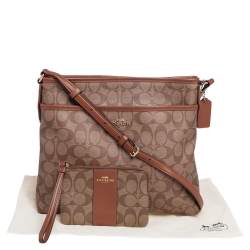 Coach Beige/Tan Signature Coated Canvas and Leather Messenger Bag