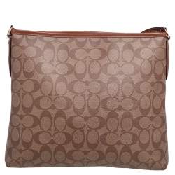 Coach Beige/Tan Signature Coated Canvas and Leather Messenger Bag