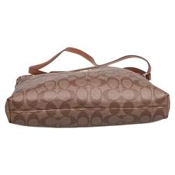 Coach Beige/Tan Signature Coated Canvas and Leather Messenger Bag
