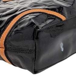 Coach Black/Beige Patent Leather Peyton Tote