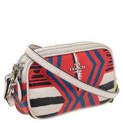 Pre Owned Coach Multicolor Leather Double Zip Camera Crossbody Bag