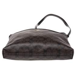 Pre Owned Coach Brown/Black Signature Coated Canvas and Leather Messenger Bag